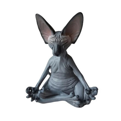 Figurină capricioasă de pisică Buddha neagră, meditație, Yoga, de colecție, decor de pisica fericită, sculpturi de artă, statui de grădină în aer liber, figurine