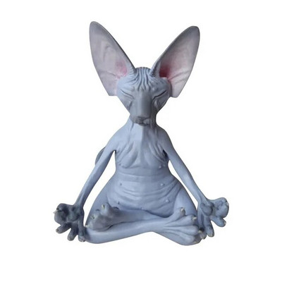 Figurină capricioasă de pisică Buddha neagră, meditație, Yoga, de colecție, decor de pisica fericită, sculpturi de artă, statui de grădină în aer liber, figurine