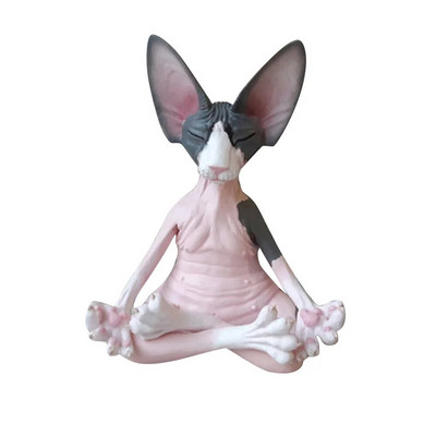 Figurină capricioasă de pisică Buddha neagră, meditație, Yoga, de colecție, decor de pisica fericită, sculpturi de artă, statui de grădină în aer liber, figurine