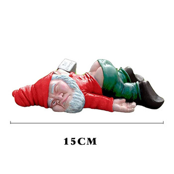 15 cm Creative Funny Drunk Gnome Dwarf Statue Коледна градина Статуи на джуджета Gnomes Декорации от смола Коледен орнамент за маса