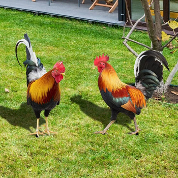 Patung Ayam Taman 2D Akrilik Patung Ayam untuk Halaman Dekorasi Tahan Cuaca Patung Ayam untuk Pertanian Teras Rumput Halaman Bel