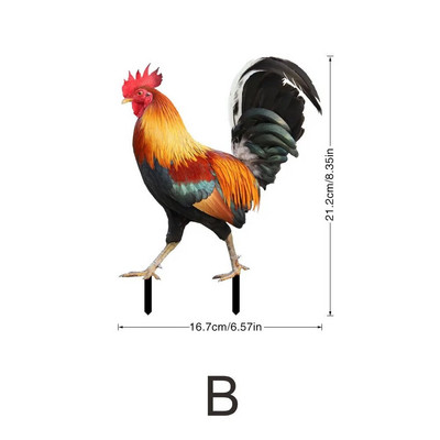 Patung Ayam Taman 2D Akrilik Patung Ayam untuk Halaman Dekorasi Tahan Cuaca Patung Ayam untuk Pertanian Teras Rumput Halaman Bel
