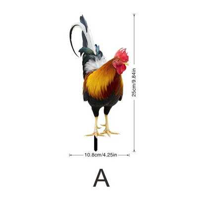 Patung Ayam Taman 2D Akrilik Patung Ayam untuk Halaman Dekorasi Tahan Cuaca Patung Ayam untuk Pertanian Teras Rumput Halaman Bel