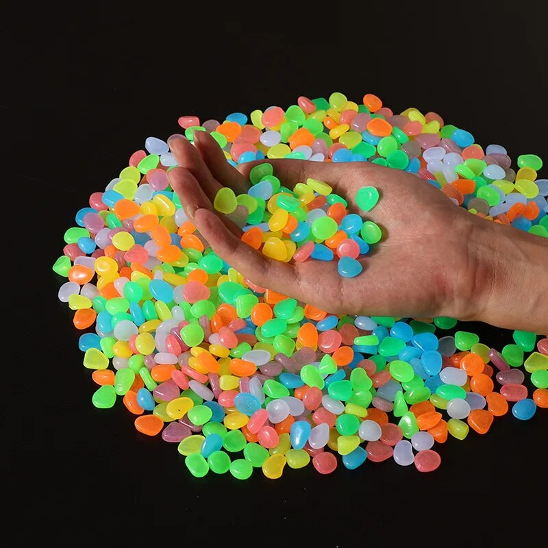 100 tk pimedas aias helendavad kivikesed kivid kivid õue ja kõnniteede jaoks Decor Haldjaaed DIY dekoratiivsed helendavad kivid