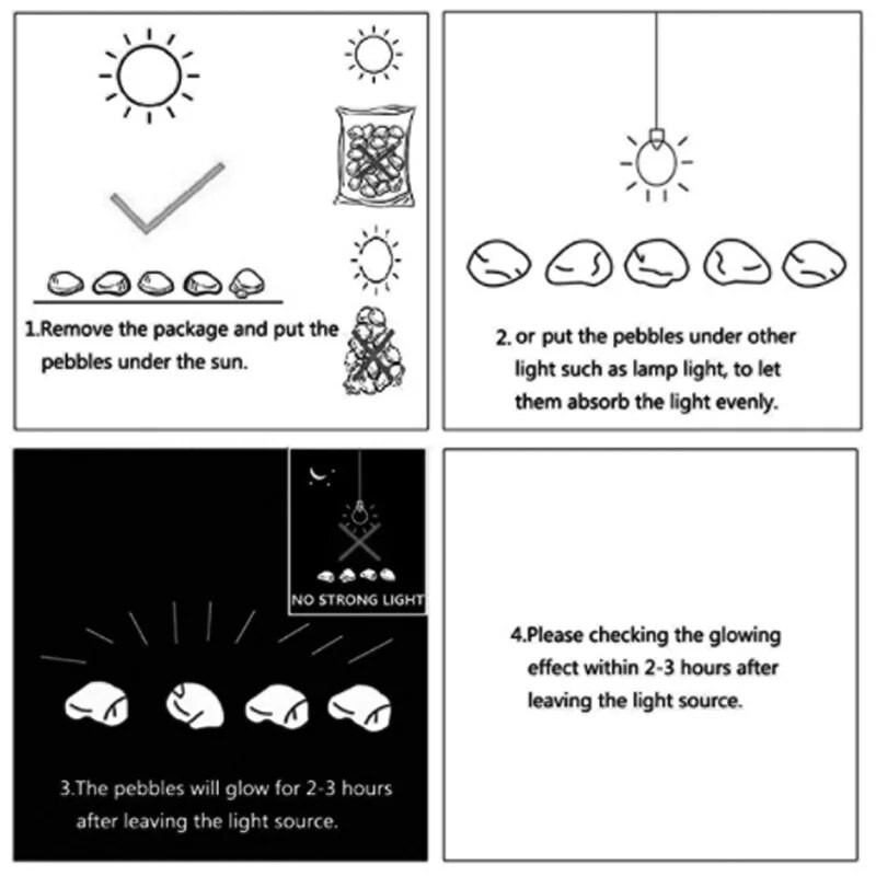100 tk pimedas aias helendavad kivikesed kivid kivid õue ja kõnniteede jaoks Decor Haldjaaed DIY dekoratiivsed helendavad kivid