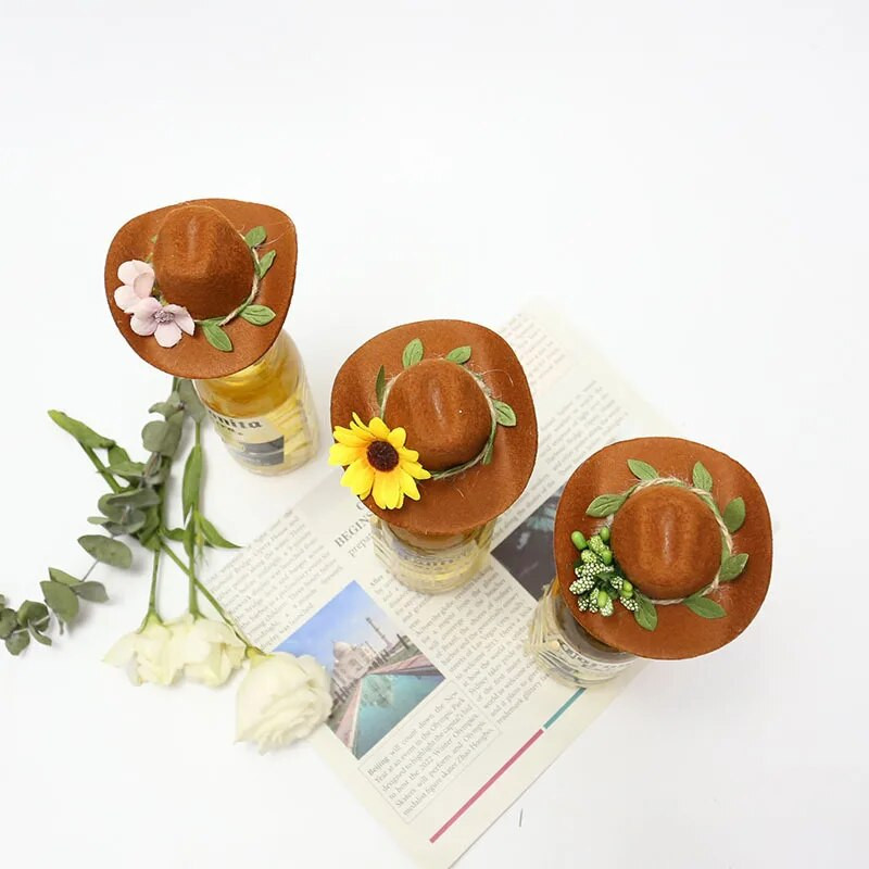 Vyno butelių skrybėlė Džiunglių vakarėlis Šventinis vakarėlis Butelių kepurės Atmosferos dekoravimo reikmenys namų baro dekoravimo amatai