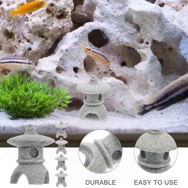 5 db Szimulációs Táj pavilon Fadeless Pagoda Dísz Japán Dekor Otthon Mini Kert Modell Miniatűr szobordíszek