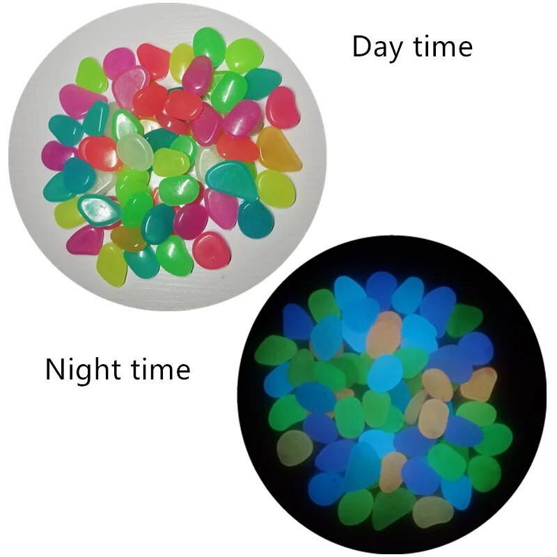 20 vnt sodo šviečiantis akmuo žvirgždas švyti tamsus sodo akmenys uolos takams sodo takas žuvies rezervuaro dekoras 10 spalvų