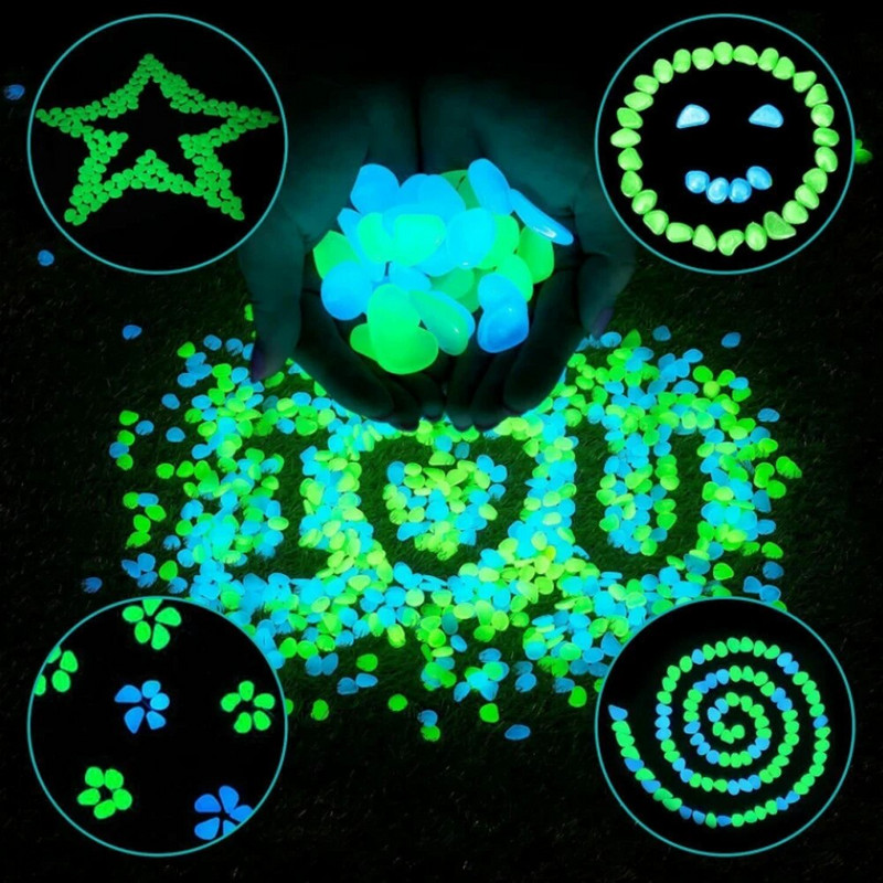 Sodo švytėjimas tamsoje Šviečiantys akmenukai takams Augalai Akvariumo dekoras Švytintys akmenys Akvariumo sodo puošmena #PT20001