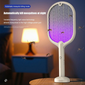 2 в 1 електрическа лампа за унищожаване на комари, ракета за насекоми, разбивачка, USB акумулаторна светодиодна лампа, капан за мухи, капан за комари