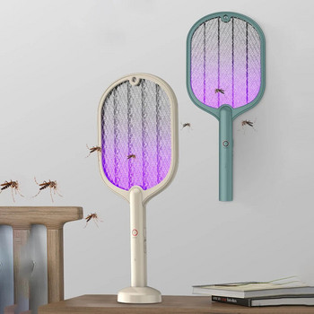 2 в 1 електрическа лампа за унищожаване на комари, ракета за насекоми, разбивачка, USB акумулаторна светодиодна лампа, капан за мухи, капан за комари