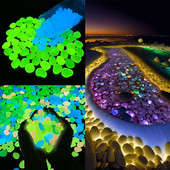 25/50 de bucăți de piatră luminoasă de grădină care strălucește în întuneric pietricele pentru acvariu pentru acvariu de pește în aer liber decor de piatră pentru grădină.