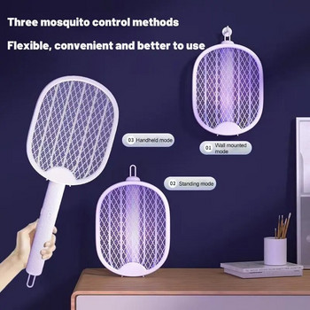 Сгъваем електрически убиец на комари USB акумулаторен електрически капан за мухобойка с ултравиолетова светлина 3000V