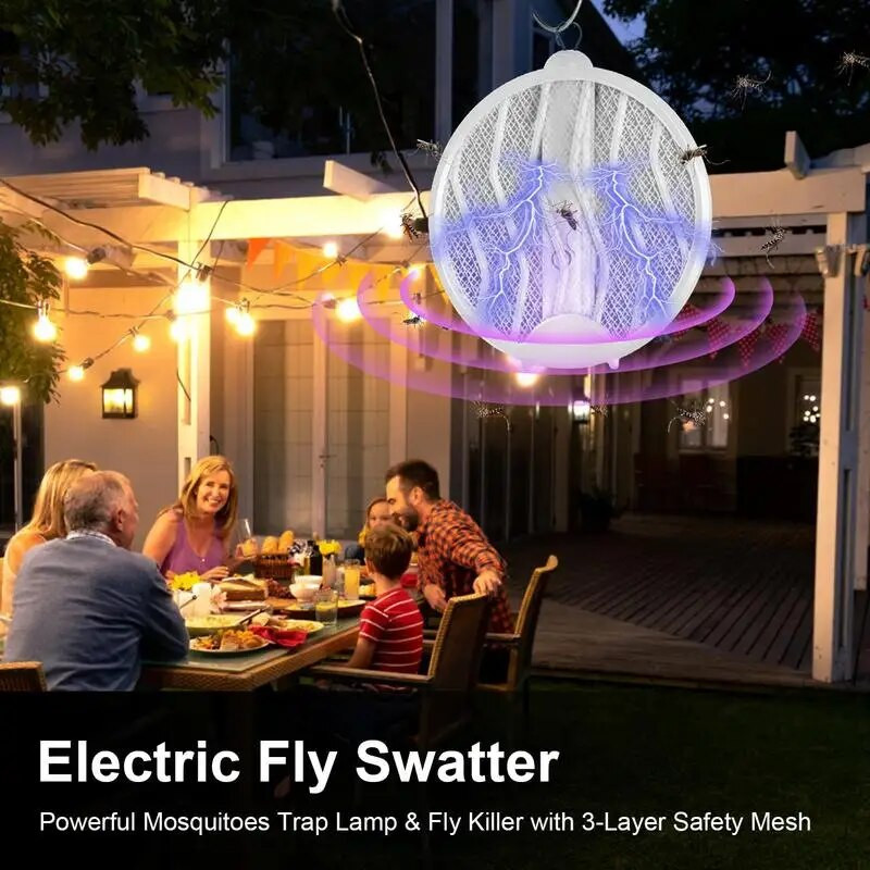 USB punjiva Flycatcher Raquete Mosquito Racket Punjiva Fly Zapper Mosquito Killer Lamp USB električni sklopivi reket