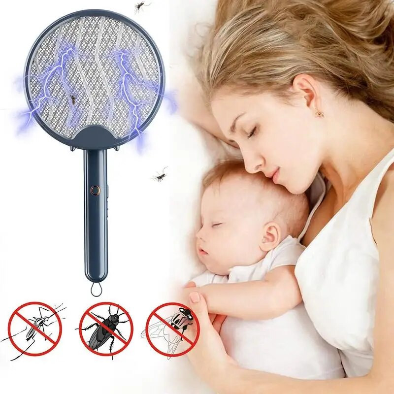 USB punjiva Flycatcher Raquete Mosquito Racket Punjiva Fly Zapper Mosquito Killer Lamp USB električni sklopivi reket