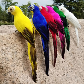 Цветни папагали, изкуствени птици за декорация на градина, изкуство на открито, фалшиви птици, пяна, пера, сватбен орнамент, декор за домашни занаяти