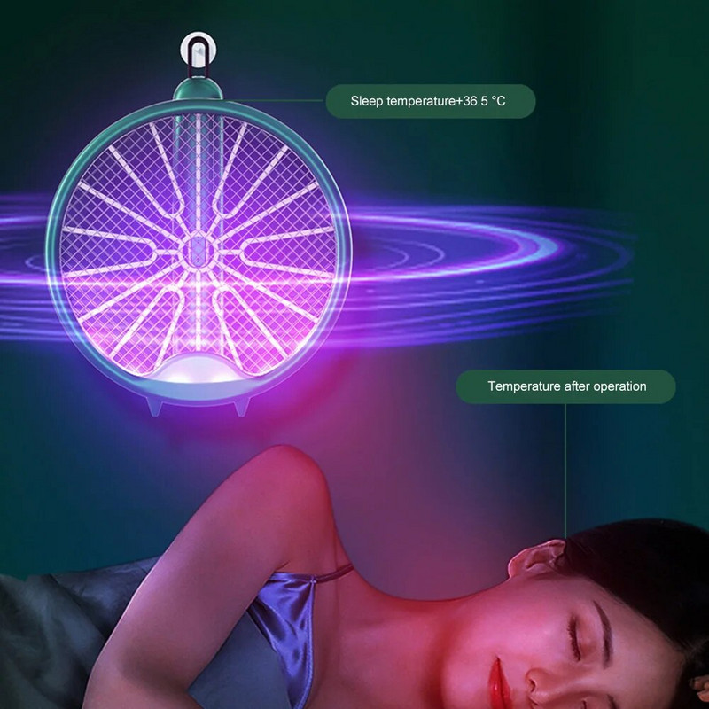 Πτυσσόμενη λάμπα σκοτώματος κουνουπιών UV Light Fly Swatter USB Charging Bug Zapper Mosquito Killer Trap Electric Zapper Racket 3000V