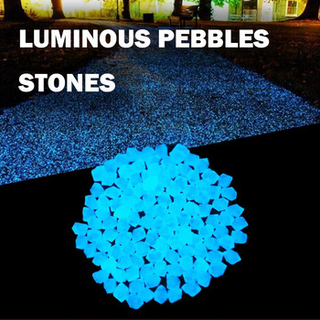 100 бр камъчета, светещи в тъмното, флуоресцентен камък, аквариум, аквариум, градинска морава, тротоар, светещ камък, декорация на дома