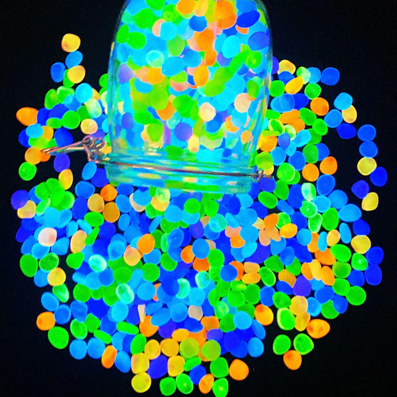200 vnt./stal. Šviečiantys akmenukai uolų sodo papuošalai Akmens švytėjimas tamsoje sode, takams žuvų bako papuošimams