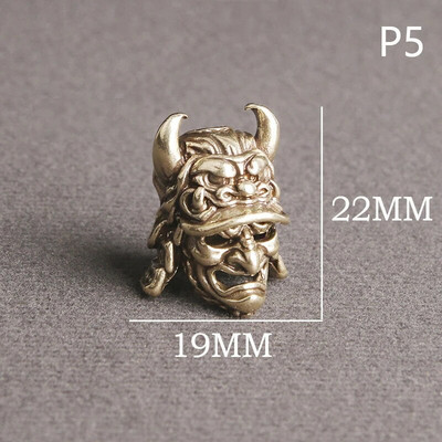 1 buc din alamă cască samurai vintage cuțit margele țesute șnur pandantive în aer liber EDC umbrelă funie alamă bricolaj accesorii