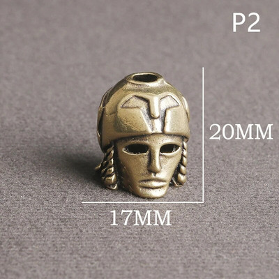 1 buc din alamă cască samurai vintage cuțit margele țesute șnur pandantive în aer liber EDC umbrelă funie alamă bricolaj accesorii