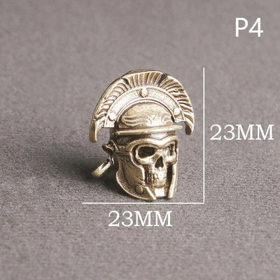 1 buc din alamă cască samurai vintage cuțit margele țesute șnur pandantive în aer liber EDC umbrelă funie alamă bricolaj accesorii