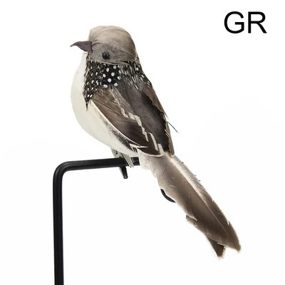 Pane artificiale pentru grădină de pasăre Decorare florală Produse din pene din spumă de păsări Figurine miniaturale de vrabie falsă Decor ornament