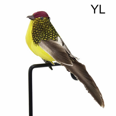 Pane artificiale pentru grădină de pasăre Decorare florală Produse din pene din spumă de păsări Figurine miniaturale de vrabie falsă Decor ornament