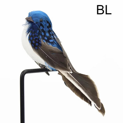 Pane artificiale pentru grădină de pasăre Decorare florală Produse din pene din spumă de păsări Figurine miniaturale de vrabie falsă Decor ornament