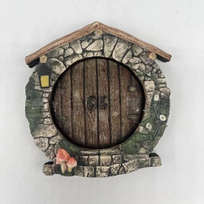 Pastoralinis medinis mielas mini namas durys sodo papuošalai fėjos nykštukas medis durys langas statula Pasakos dekoracija kūryba