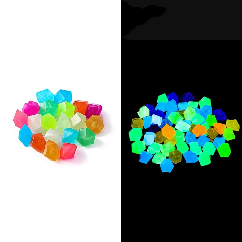 100PCS/paket Mini svjetleći kamen u obliku dijamanta Fish Tank Akvarij Vrtlarstvo Pejzaž Smola Svjetleći kamen