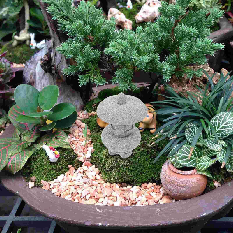 Japoniško bokšto šviesos dekoras Mini pagoda modelis Miniatiūrinė scena Smėlio stalo paviljonas Sodo papuošalai Maži žibintai