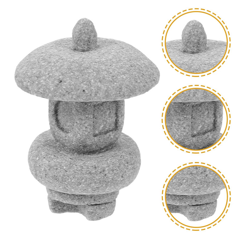 Japoniško bokšto šviesos dekoras Mini pagoda modelis Miniatiūrinė scena Smėlio stalo paviljonas Sodo papuošalai Maži žibintai