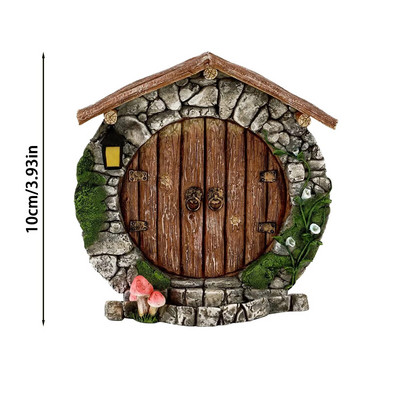 Pastoral din lemn Zâne pitic copac ușă fereastră statuie basme decorare creativă drăguț mini uși casei ornamente de grădină