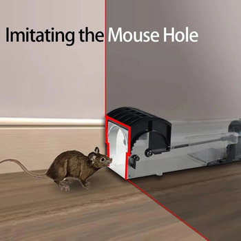 Интелигентен самозаключващ се капан за мишки Безопасен твърд прозрачен битов уловител за мишки Пластмасов хуманен вътрешен капан за плъхове на открито за многократна употреба