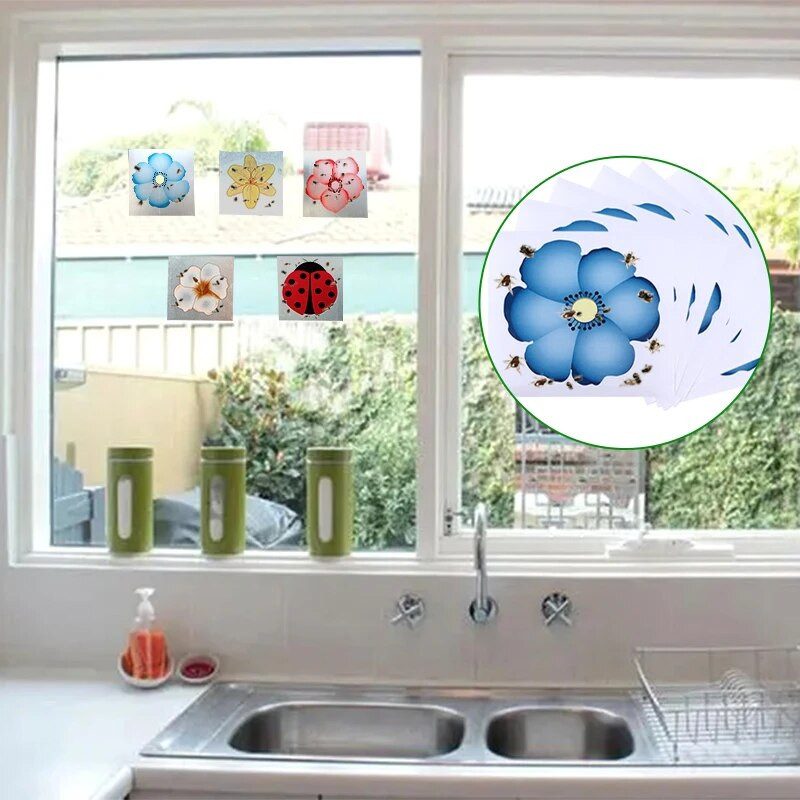 Gėlių klijų lipdukas Muselių gaudyklė Lipni vabzdžių gaudyklės lenta uodų žudikė namų kenkėjų kontrolės priemonė, vidaus stiklo lango muselės 30 vnt.