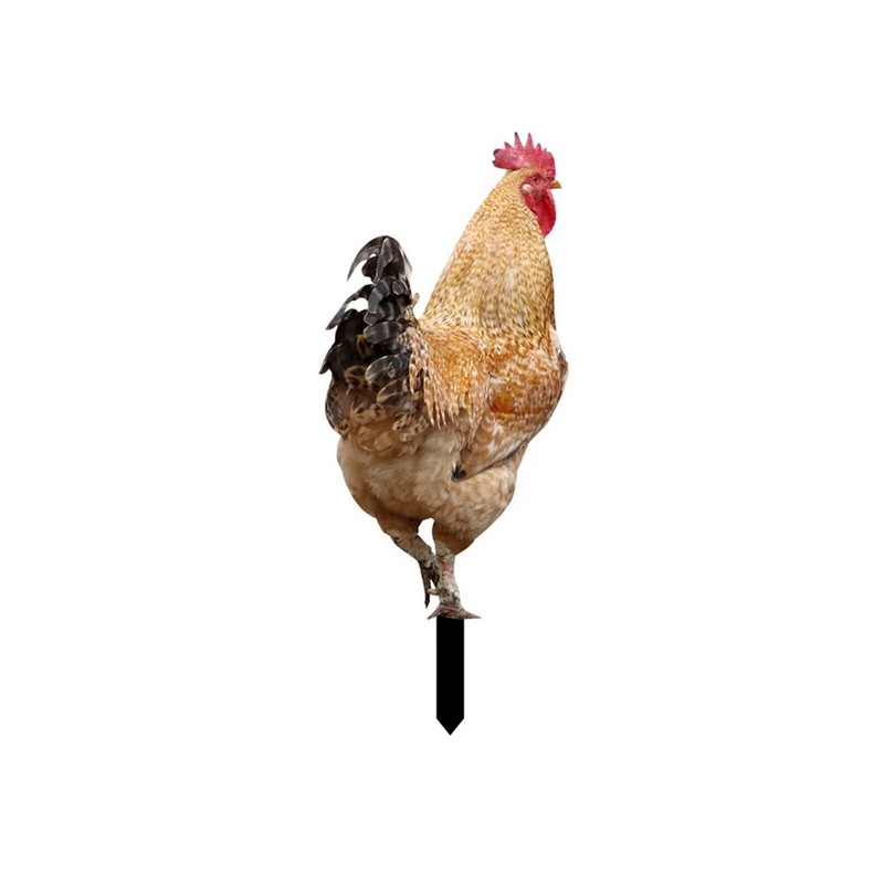 Simulare Statuie Animală Acrilic Păsări Găină Fermă Sculptură Grădină Statui Curte Inserare țăruși de pui Decorare în aer liber