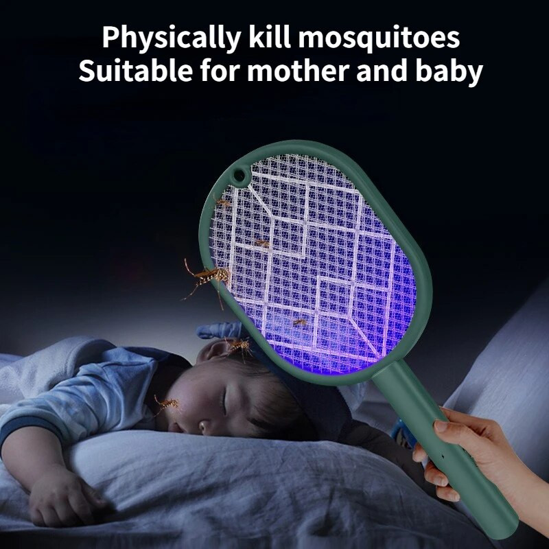 Naujas 2 viename elektrinis vabzdžių raketinis gaudiklis, USB įkraunamas vasaros uodų svaidiklis, žudantis musių vabzdžių gaudyklė