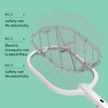 3 σε 1 Electric Suquito Swatter Kunuto Killer Lamp Killer Insect Killer 3000V Type-C Rechargeable Suquito Killer Fly Killer