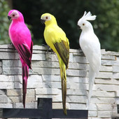 25 cm Simulare Artificială Papagal Creativ Pene Peluză Figurină Ornament Animal Pasăre Grădină Prop Fereastră Decorare grădinărit
