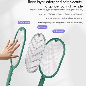 Ръчна акумулаторна тенис ракета против комари капан лампа електрическа мухобойка безопасност мрежеста безжична тава за летен бадминтон