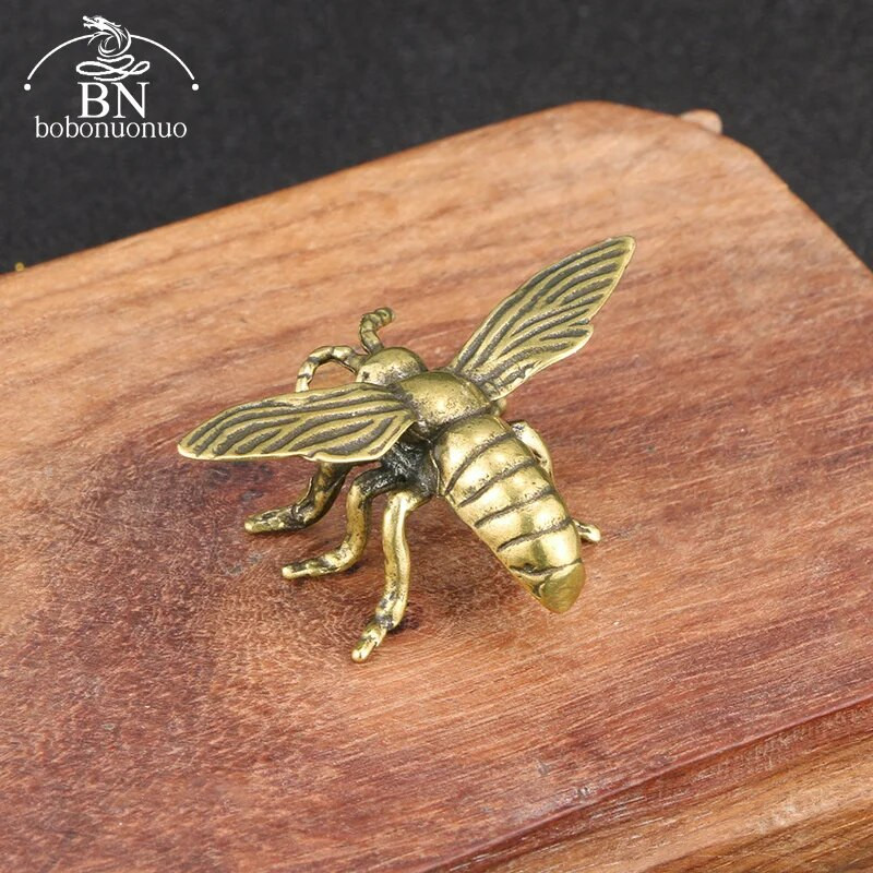 Kieto žalvario vabzdžių bičių figūrėlės Miniatiūros Arbata Naminių gyvūnėlių vabalų amatų kolekcija Stalinis kompiuteris Maži papuošalai Namų dekoras Dovanos vaikams