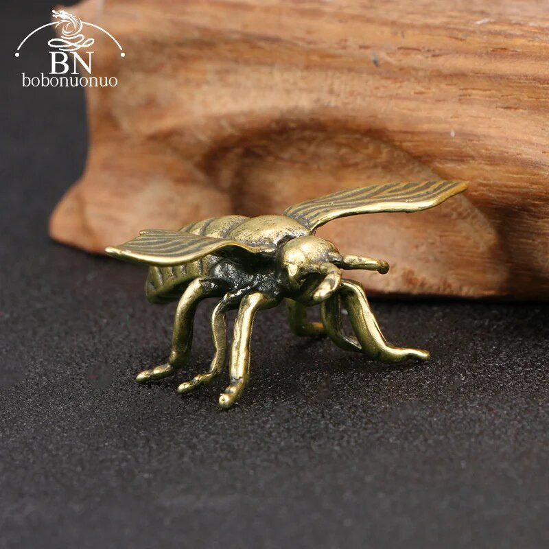 Kieto žalvario vabzdžių bičių figūrėlės Miniatiūros Arbata Naminių gyvūnėlių vabalų amatų kolekcija Stalinis kompiuteris Maži papuošalai Namų dekoras Dovanos vaikams