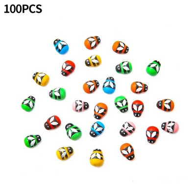 20/50/100 vnt Spalvingi bičių mediniai 3D lipdukai Mikro kraštovaizdis Lipnūs boružės sodo vazoniniai dekoro namų sodo papuošalai