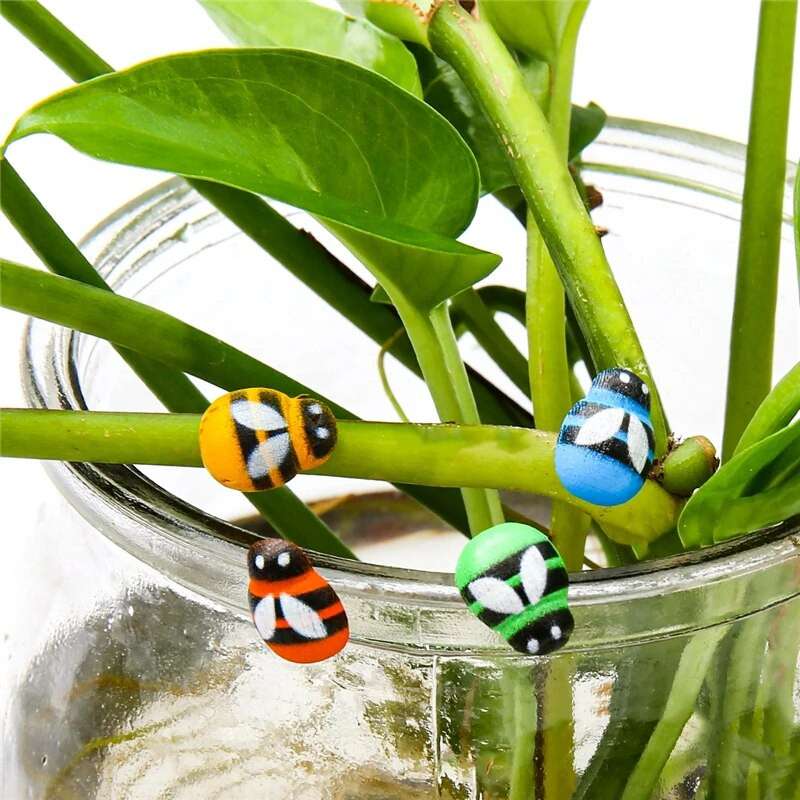 20/50/100 vnt Spalvingi bičių mediniai 3D lipdukai Mikro kraštovaizdis Lipnūs boružės sodo vazoniniai dekoro namų sodo papuošalai