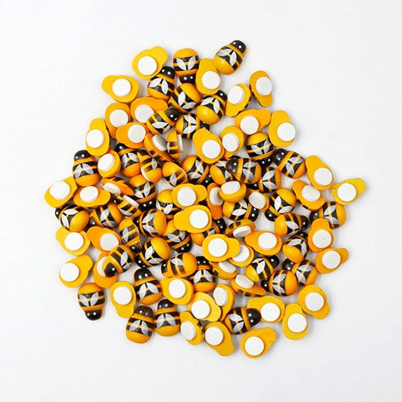 20/50/100 vnt Spalvingi bičių mediniai 3D lipdukai Mikro kraštovaizdis Lipnūs boružės sodo vazoniniai dekoro namų sodo papuošalai