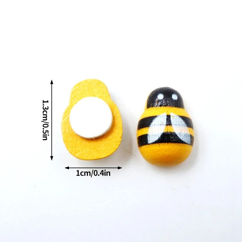 20/50/100 vnt Spalvingi bičių mediniai 3D lipdukai Mikro kraštovaizdis Lipnūs boružės sodo vazoniniai dekoro namų sodo papuošalai