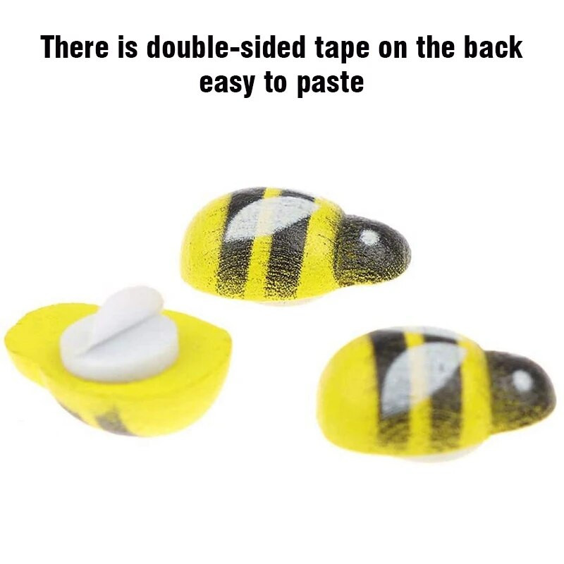 20/50/100 vnt Spalvingi bičių mediniai 3D lipdukai Mikro kraštovaizdis Lipnūs boružės sodo vazoniniai dekoro namų sodo papuošalai