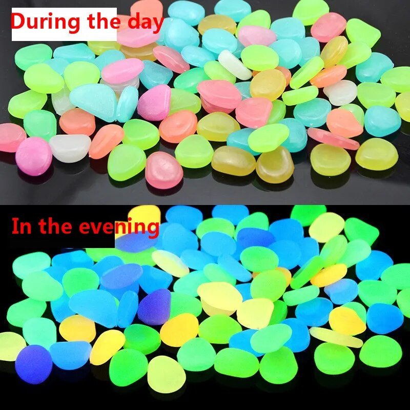 20 DB kerti dekoráció világító kövek sötétben világító dekoratív kavicsok kültéri akvárium dekoráció kavicsos sziklák akváriumában