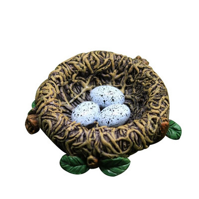 Figurină de simulare de păsări din rășină, model animal, statuie drăguță de grădină artificială, cuib de păsări, peisaj în miniatură, decorare bonsai